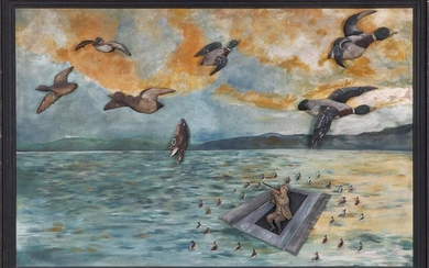J. HODGE, duck hunting scene, 1920