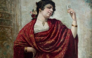 JOSE LLANECES (1863 / 1919) "Lady with shawl", 1884