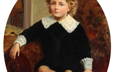 Jacob Nöbbe: A child's portrait of Verner Holm, 1887–1944. Inscribed on the reverse. Oil on canvas laid on cardboard. 56×46 cm.