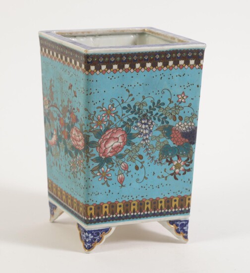 Japanese Totai Shippo Cloisonne on Porcelain Jardiniere, Meiji Period FD7A