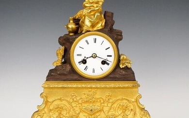 Japy Freres French Bronze Mantel Clock With Dome