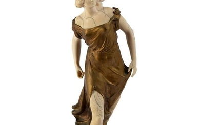 Joe Descomps 1869-1950 French Bronze Woman Statue