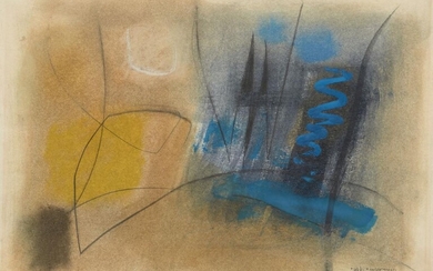 John Wells, British 1907-2000- Abstract composition, 1968; oil, gouache and...