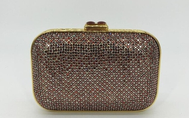 Judith Leiber Vintage Red and Gray Crystal Minaudiere