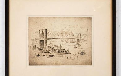 Karl DEHMANN: Brooklyn Bridge - Etching