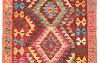 Kilim Oriental Rug Multicolored Geometric 3X5 Reversible Small Bedroom Carpet