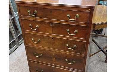LATE 19TH CENTURY MAHOGANY CHEST OF 5 GRADUATED DRAWERS, 103...