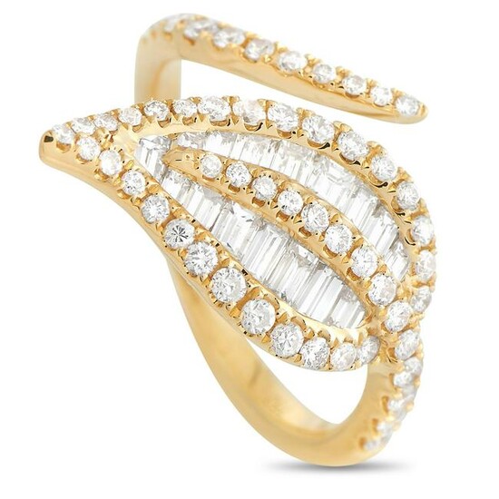 LB Exclusive 18K Yellow Gold 1.08 ct Diamond Leaf Ring