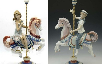 LLADRO BOY and GIRL CAROUSEL HORSES 1469 1470 FIGURINES Boy: Lladro Boy Carousel Horse Retired