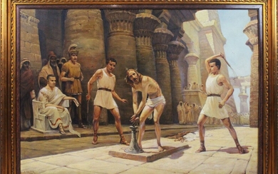 La flagellazione, olio su tela, cm 95x135, entro cornice, Arnaldo Malpieri (1895)