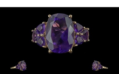 Ladies 18ct Gold Attractive Amethyst Set Dress Ring. Marked ...