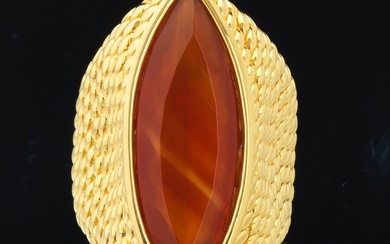 Ladies' Gold and Amber Lozenge Oversized Ring