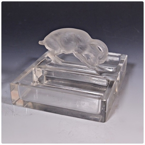 Lalique Crystal Frosted Ram Pin Tray