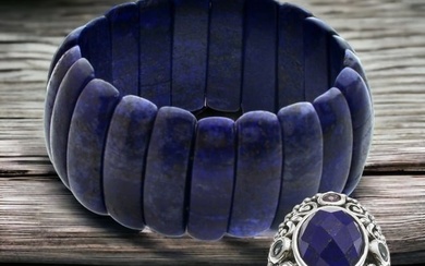 Lapis Bracelet & Sterling Silver Gemstone Ring Set