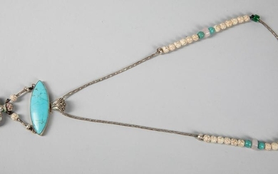 Large Designed 925 Silver & Stone Necklace