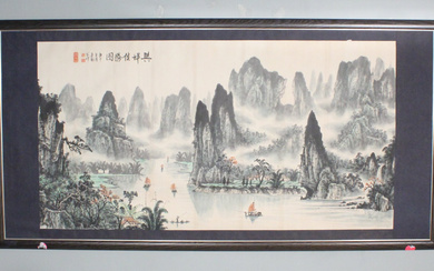 Large painting, print, Chinese landscape.