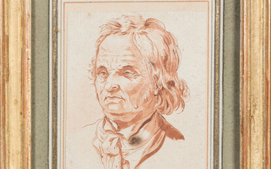 Lot 22 ECOLE FRANCAISE de la fin du XVIIIème siècle. "Portrait d'homme" et "Portrait de femme". Deux gravures sanguine en pendant. 14 x 10 cm. Accidents.