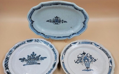 18th C French Rouen Ceramic Earthenware Platter. Plates