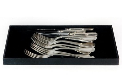(Lot of 13) French silver plate flatware