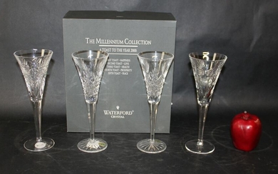 Lot of 4 Waterford crystal champagne flutes
