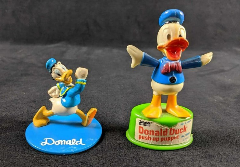 Lot of Two Vintage Disney Donald Duck Push Up Puppet