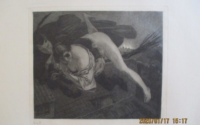 Louis Moe: “Til Bloksbjerg” 1901. Signed Louis Moe, Opus 8, no. XXI. Etching. Sheet size 53×65 cm. Unframed.
