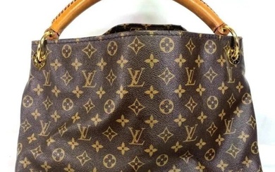 Louis Vuitton Artsy MM Monogram Hobo Shoulder Tote Handbag Leather & Canvas