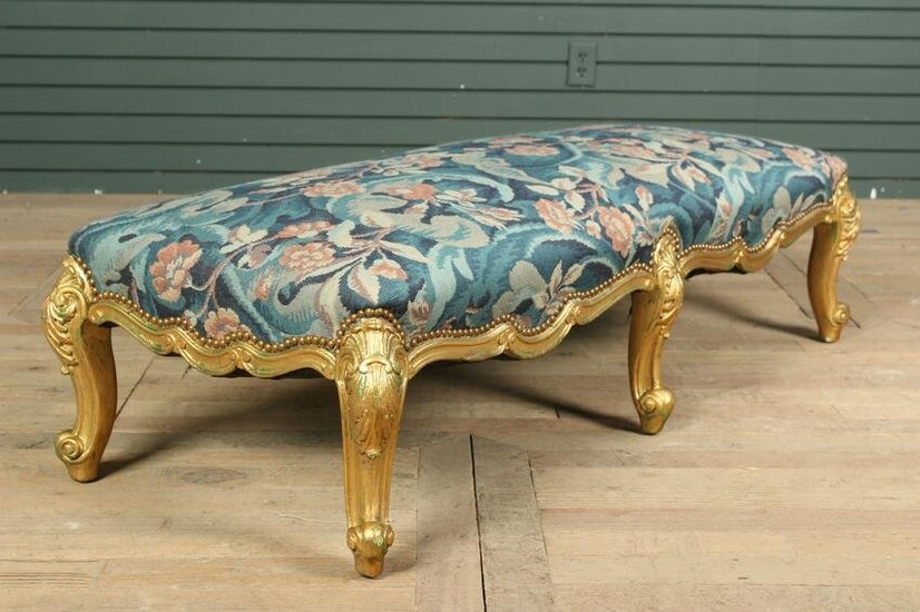 Louis XV Style Gilded Carved Wood Bench