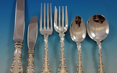 Louis XV by Whiting Sterling Silver Flatware Set for 12 Service 77 pcs No monos
