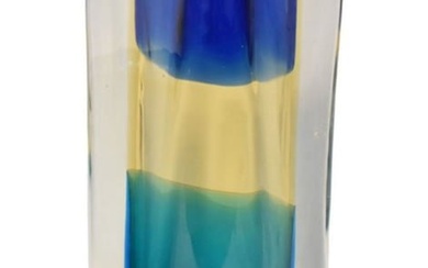 Luigi Onesto Murano Glass Sommerso Vase - Italy, 20th Century. A three-sided Murano art glass vase.
