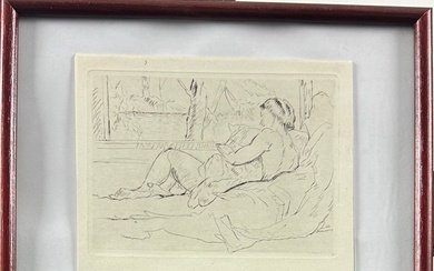 MANGUIN Henri (1874-1949). «La liseuse ». Gravure format encadré 20 x 25 cm. Format :12...