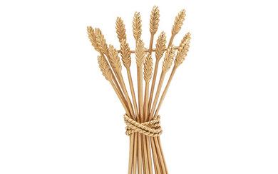 MCTEIGUE FOR TIFFANY &amp; CO., YELLOW GOLD WHEAT BROOCH