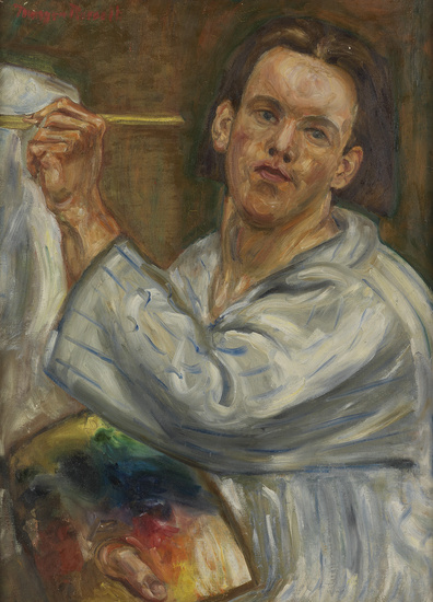 MORGAN RUSSELL Self Portrait, at the Easel. Oil on canvas, circa 1920-30. 730x545...