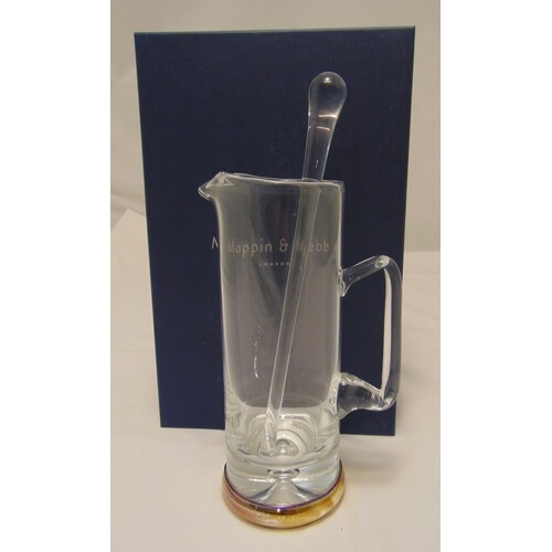 Mappin and Webb hallmarked silver and glass water jug and st...