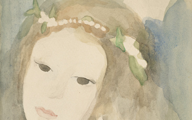Marie Laurencin (1883-1956) Jeune Fille à la couronne de perles et de fleurs