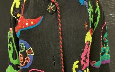 Michael SIMON Embroidered/ Bead Cardigan