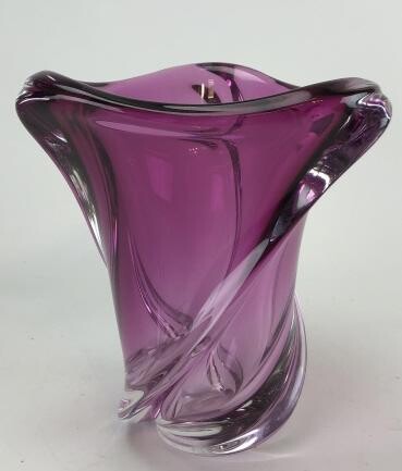 Mid C Large Art Glass Val St Lambert Magenta Vase