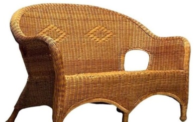 Mid-Century Modern Wicker Couch or Settee