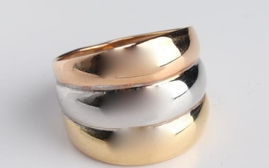 Milor Italian 18K Tri-Gold Wide Ring