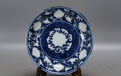 Ming Dynasty, Xuande blue-bottom blue-and-white lotus plates