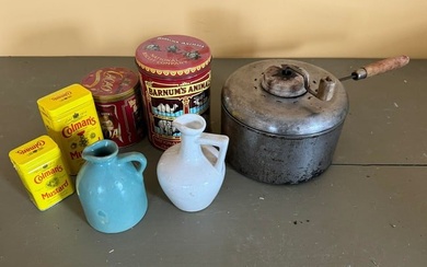 Misc. Collection: Stone and Ceramic Jugs, Coleman's Mustard, Primitive Pressure Style