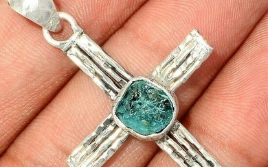 Modern Aquamarine Sterling Silver Crucifix Cross