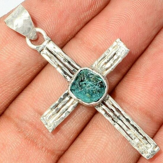 Modern Aquamarine Sterling Silver Crucifix Cross