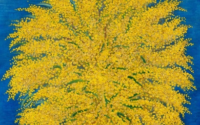 Moïse KISLING (1891-1953). Bouquet de mimosas. Huile sur toile. Signée en bas à gauche. Circa...