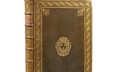 Monumens érigés en France à la gloire de Louis XV... Paris, 1765. In-folio. Maroquin vert aux armes royales., Patte, Pierre