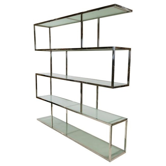 Monumental Chrome and Glass Etagere