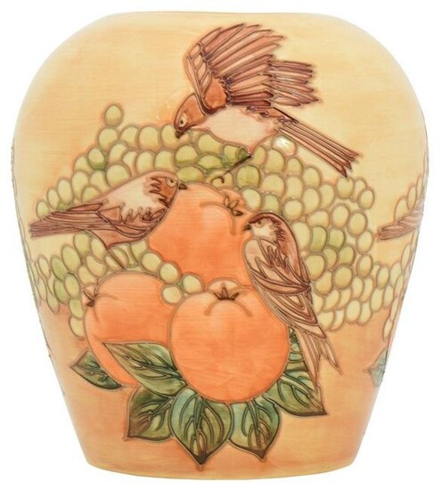 Moorcroft Pottery "Finches Ochre" Vase