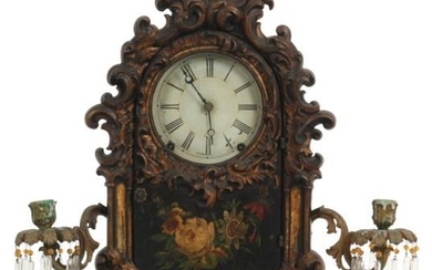 N. Batchelor Iron Front Girandole Mantel Clock