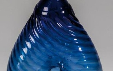 Nabelflasche aus kobaltblauem Glas