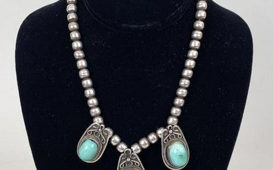 Native American Sterling & Turquoise Necklace